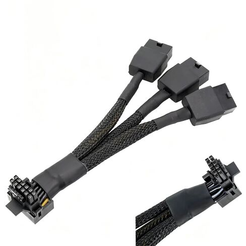 16Pin GPU Cable to 3X 8 Pin Pcie Extension - 18AWG PCIE 5.0 12VHPWR 600W 90 Degree Right Angle 16 Pin 12+4Pin Supply Adapter for RTX 4090 4080 3090TI 4070Ti Graphics Card (Type B) in Kuwait