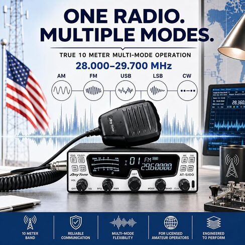 AnyTone AT-5100 10 Meter Amateur Radio, SSB/CW/AM/FM Mobile Transceiver in Kuwait