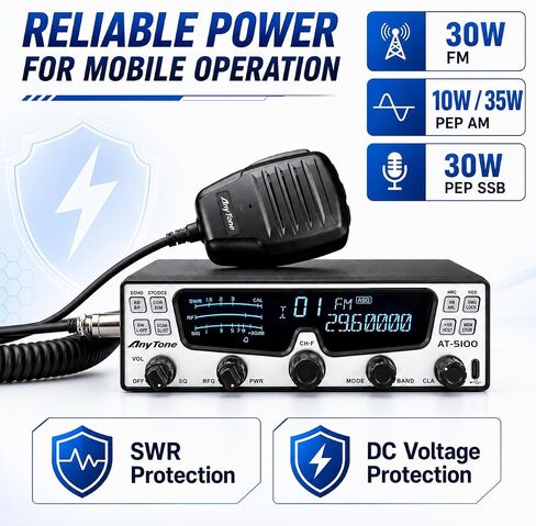 AnyTone AT-5100 10 Meter Amateur Radio, SSB/CW/AM/FM Mobile Transceiver in Kuwait