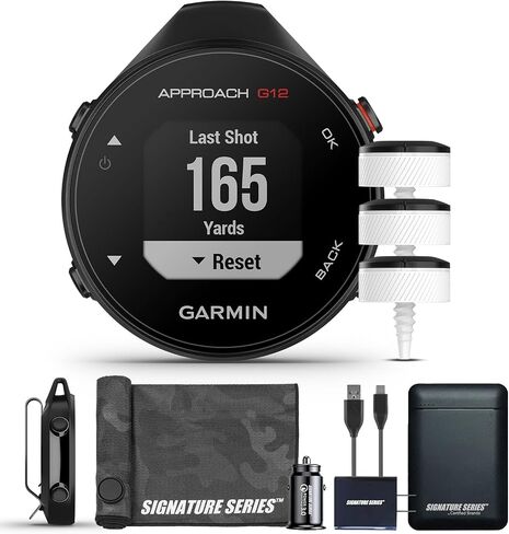 Garmin Approach G12 Golfing Handheld | Preloaded with 42k CourseView Maps | Scorekeeping Functionality | Uploads Scores to Garmin Golf App | Sunlight Readable Display with Signature Stand Power Bundle in Saudi Arabia