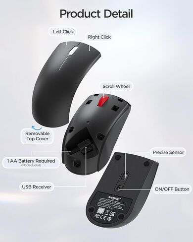 wegear USB Wireless Mouse for Laptop PC Mac, 2.4G Nano USB-A Mouse in Kuwait
