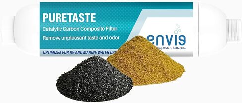 Envig Puretaste Catalytic Carbon KDF Inline RV Filter, Chloramine, Hydrogen Sulfide, Chlorine, VOCs & Chemicals Removal for RV, Marine, and Active Outdoor Living (2) in Kuwait