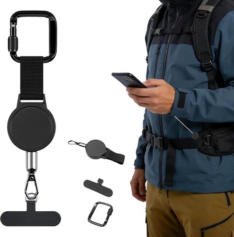 Anti theft Phone Tether, Retractable Phone Lanyard with Locking Carabiner in Saudi Arabia