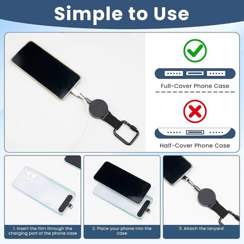 Anti theft Phone Tether, Retractable Phone Lanyard with Locking Carabiner in Saudi Arabia
