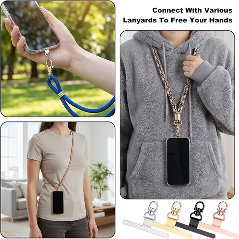 Ouligay 4PCS 360° Rotating Phone Lanyard Tab Stainless Steel Phone Tether Tab Ultra Thin Phone Charm Holder Universal Patch for Phone & Phone Cases (Fits Wristbands/Necklaces/Crossbody Straps) in Saudi Arabia