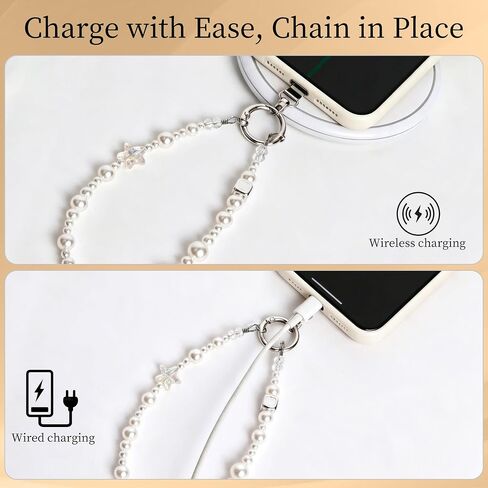Handmade Pearl Phone Strap - Beaded Phone Charm Wrist Strap Lanyard with Tether Tab for Cellphone Camera Purse Bag, Pearl Decor Starfish Design in Saudi Arabia