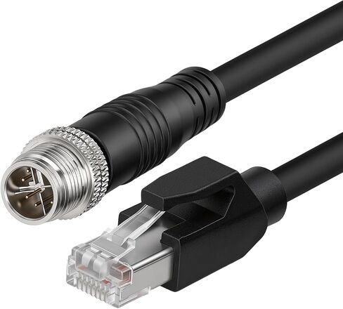 M12 8 Pin X-Code Male to RJ45 Cat7e Ethernet Shielded Cable for Cognex Industrial Camera（Straight X-Code,Black,3M in Saudi Arabia