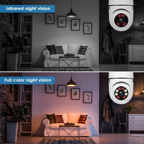 كاميرا مراقبة UPULTRA Light Bulb 1080P لاسلكية واي فاي في الهواء الطلق كاميرا IP منزلية E27 بانورامية 360 درجة، كشف الحركة والتنبيه، صوت ثنائي الاتجاه، رؤية ليلية، 2 حزمة مع بطاقة 32 جيجابايت in Kuwait