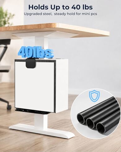 No Drilling Under Desk PC Mount, Clamp-On CPU Holder for Standing Desk in Saudi Arabia
