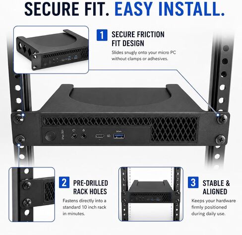 SplashNColor 10 Inch Rack Mount for Dell OptiPlex 7060 Micro PC – Secure Friction Fit Bracket | Screw-in Server Shelf | IT Network Equipment Cabinet Organizer in Saudi Arabia