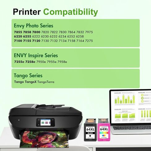 64XL 64 7855 7900e Black and Color Ink Cartridge Combo Pack for HP Printer in Saudi Arabia