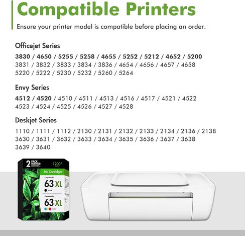 63 63Xl Ink Cartridge Black and Color Combo Pack for HP 4520 3830 Printers in Saudi Arabia