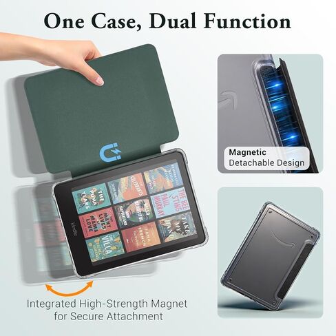 CoBak Detachable Magnetic Case for 7" Kindle 12th Gen 2024,Dark Green in Kuwait