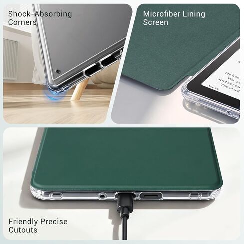 CoBak Detachable Magnetic Case for 7" Kindle 12th Gen 2024,Dark Green in Kuwait