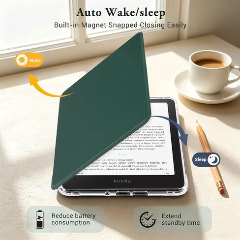 CoBak Detachable Magnetic Case for 7" Kindle 12th Gen 2024,Dark Green in Kuwait