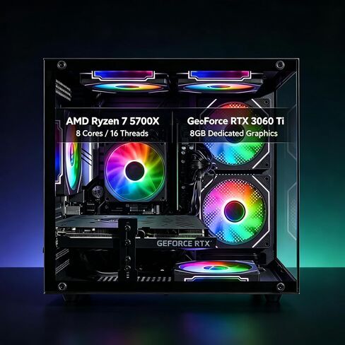 Gaming PC, RTX 3060 Ti 8GB, AMD Ryzen 7 5700X, 16GB DDR4, 512GB SSD in Kuwait