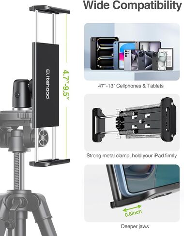 Elitehood 68" Heavy Duty iPad Tripod, Ultra-Stable Tripod for iPad Pro 12.9 in Saudi Arabia
