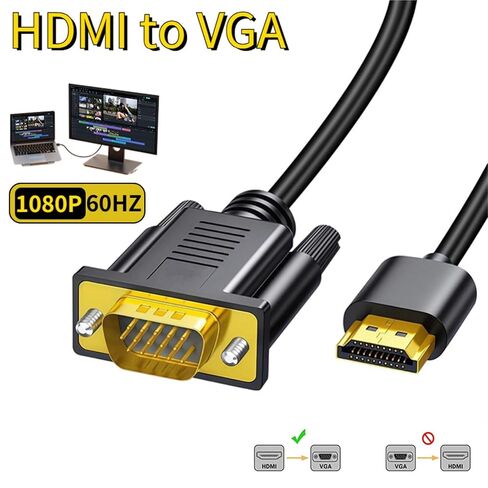 1080P HDTV Male to VGA Male Converter HDMI Input to VGA Output Cable for PC Laptop Monitor Projector PS4 PS5 TV Box in Kuwait
