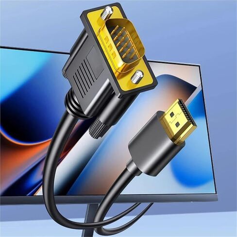 1080P HDTV Male to VGA Male Converter HDMI Input to VGA Output Cable for PC Laptop Monitor Projector PS4 PS5 TV Box in Kuwait