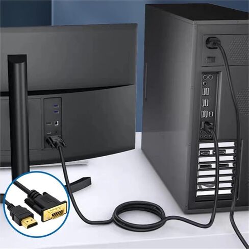 1080P HDTV Male to VGA Male Converter HDMI Input to VGA Output Cable for PC Laptop Monitor Projector PS4 PS5 TV Box in Kuwait