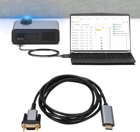 Bewinner HDMI to VGA Cable, 6.56FT Male to Male Unidirectional Cord for Computer, PC, Laptop, Monitor, Projector, HDTV - 1080p Gold Plated Connector in Kuwait