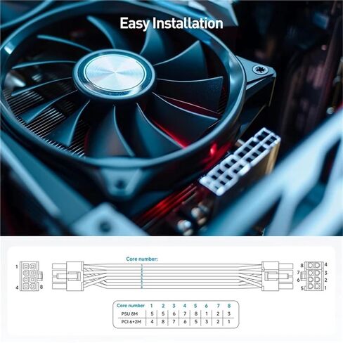 8 Pin GPU Power Cable, 8 Pin PSU Male to 6+2 Pin Pcie Male Cable, Graphics Card Power Cable for Rmi RMX CS-M in Kuwait