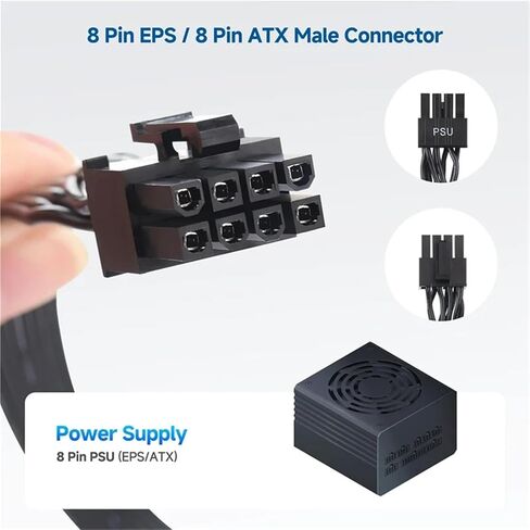 8 Pin GPU Power Cable, 8 Pin PSU Male to 6+2 Pin Pcie Male Cable, Graphics Card Power Cable for Rmi RMX CS-M in Kuwait