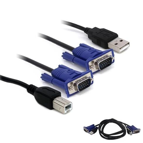 4.6 Feet 1.5M USB KVM 15 Pin Switch VGA Cable for USB 2.0 Type A to B 4Pin PC Computer Printer Monitor Adapter Converter in Kuwait
