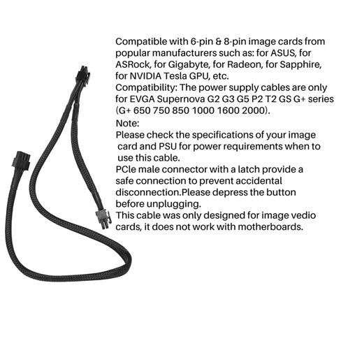 8 PIN to Dual 8 Pin 6 PIN PCIE VGA Power Supply Cable for G2 G3 G5 P2 T2 GS G+ 650 750 850 1000 in Kuwait