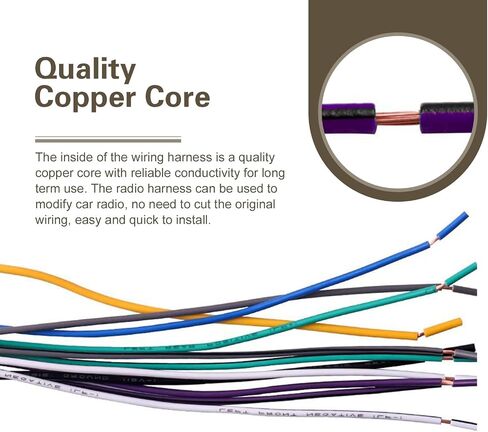 Car Radio Wiring Harness Kit, Copper Core Stereo Wiring Harness with Adapter, Car Audio DVD Navigation Conversion Modification Cable, Compatible with Dodge, Chrysler, Ram (Multicolored) in Kuwait