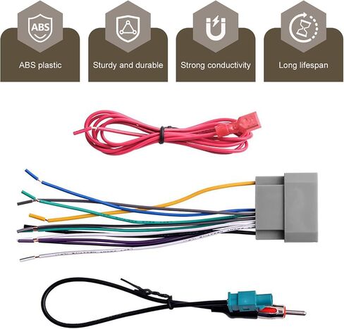 Car Radio Wiring Harness Kit, Copper Core Stereo Wiring Harness with Adapter, Car Audio DVD Navigation Conversion Modification Cable, Compatible with Dodge, Chrysler, Ram (Multicolored) in Kuwait