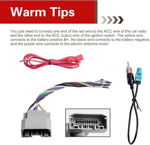 Car Radio Wiring Harness Kit, Copper Core Stereo Wiring Harness with Adapter, Car Audio DVD Navigation Conversion Modification Cable, Compatible with Dodge, Chrysler, Ram (Multicolored) in Kuwait