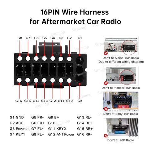 16pins Car Radio Stereo Power Harness Cable Wire Compatible for Jeep Cherokee 1997-2001, 1999 Chrysler 300m 1999-2001, Dodge Neon 1995-2001 in Kuwait