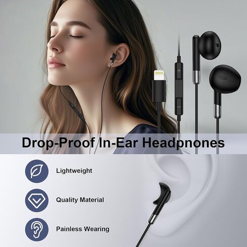 Wired Headphones for iPhone Earbuds with Lightning Connector Wired Earphone in Kuwait