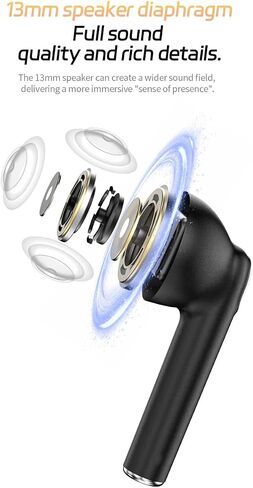 Wireless Earbuds, Bluetooth 5.3 Headphones, Bluetooth Earbuds | with ENC Noise Cancelling Mic, Touch Control, Hall auto Pairing, LED Display Ear Buds, Black in Saudi Arabia