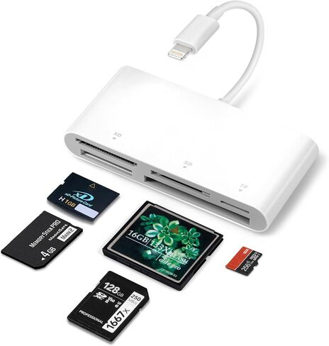 SD Card Reader for iPhone, 5-in-1 Lightning to SD/XD/TF/CF/MS Card Reader in Kuwait