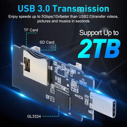 USB C SD Card Reader, Dual SD & microSD 3.0 Reader, 5Gbps in Saudi Arabia