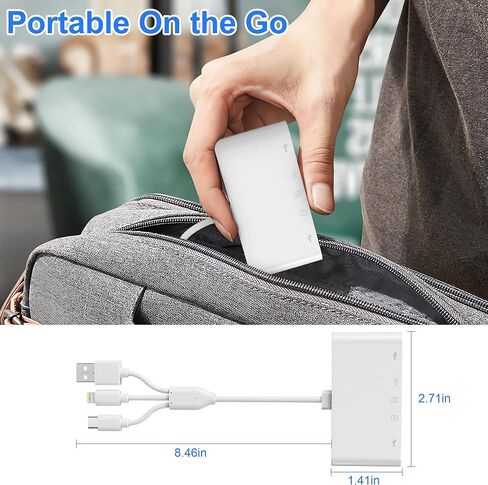 SD Card Reader for iPhone/iPad, USB C and Lightning Port SD Card Adapter with 2 USB 3.0, Memory Card Reader for Camera Adapter, Support SD, Micro SD, Type C, USB-A Devices in Kuwait
