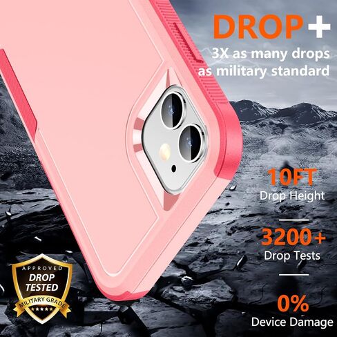 SPIDERCASE Shockproof for iPhone 11 Case,[10 FT Military Grade Drop Protection],with 2 pcs[Tempered Glass Screen Protector+Camera Lens Protector] Heavy Duty Protective Phone Case,Light Pink in Saudi Arabia