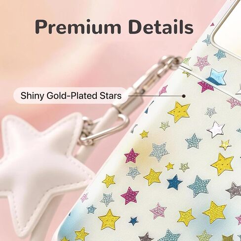 for Samsung Galaxy Z Flip 8 Case with Strap & Hinge Protection, Y2K Colorful Star Print PU Leather Cute Samsung Z Flip 8 Phone Case for Women Girls in Kuwait