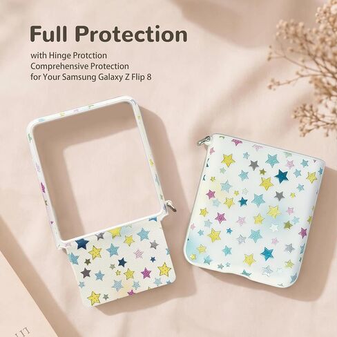 for Samsung Galaxy Z Flip 8 Case with Strap & Hinge Protection, Y2K Colorful Star Print PU Leather Cute Samsung Z Flip 8 Phone Case for Women Girls in Kuwait