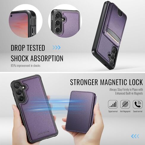 for 2-in-1 Wallet Case for Samsung Galaxy S26 Plus 6.7", Removable Leather Flip Cover Compatible with MagSafe and RFID Blocking, 6 Card Slots, Purple in Saudi Arabia