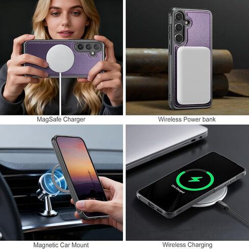 for 2-in-1 Wallet Case for Samsung Galaxy S26 Plus 6.7", Removable Leather Flip Cover Compatible with MagSafe and RFID Blocking, 6 Card Slots, Purple in Saudi Arabia