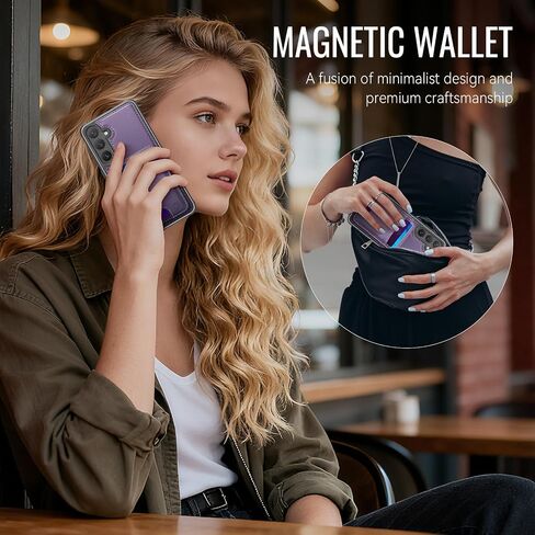 for 2-in-1 Wallet Case for Samsung Galaxy S26 Plus 6.7", Removable Leather Flip Cover Compatible with MagSafe and RFID Blocking, 6 Card Slots, Purple in Saudi Arabia