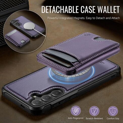 for 2-in-1 Wallet Case for Samsung Galaxy S26 Plus 6.7", Removable Leather Flip Cover Compatible with MagSafe and RFID Blocking, 6 Card Slots, Purple in Saudi Arabia