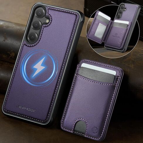 for 2-in-1 Wallet Case for Samsung Galaxy S26 Plus 6.7", Removable Leather Flip Cover Compatible with MagSafe and RFID Blocking, 6 Card Slots, Purple in Saudi Arabia