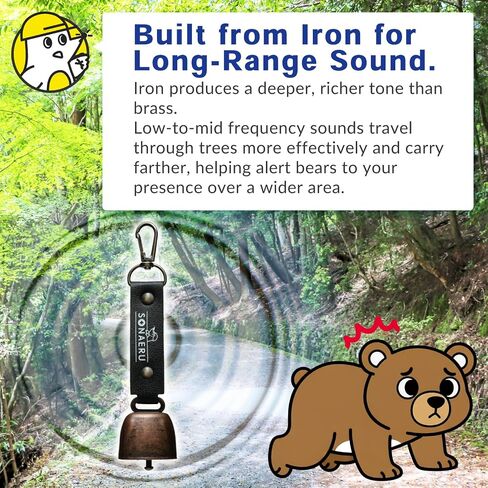 PYKES PEAK Bear Bell for Hiking - Bear Bells with Silencer Pouch for Hikers, Dogs & Camping | Rust-Resistant Carabiner Clip | Loud Deterrent Noise Maker, Pack of 2 in Kuwait