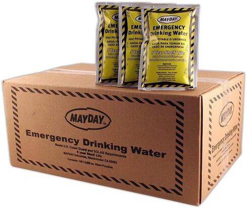 Mayday Emergency Water Pounches Case of 100. Emergency Preparedness, Survival and Backpacking in Saudi Arabia