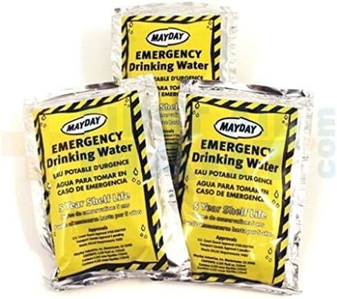 Mayday Emergency Water Pounches Case of 100. Emergency Preparedness, Survival and Backpacking in Saudi Arabia