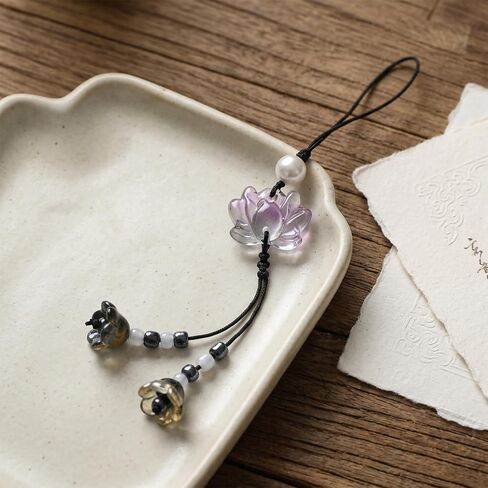 Cute Phone Charms Lotus, Flower Beaded Camera Phone Strap Accessories Charm in Saudi Arabia